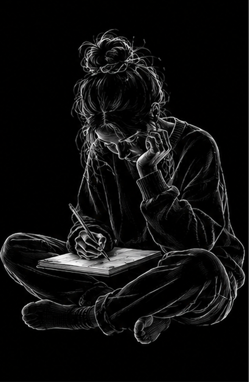 Illustration of an artist sketching